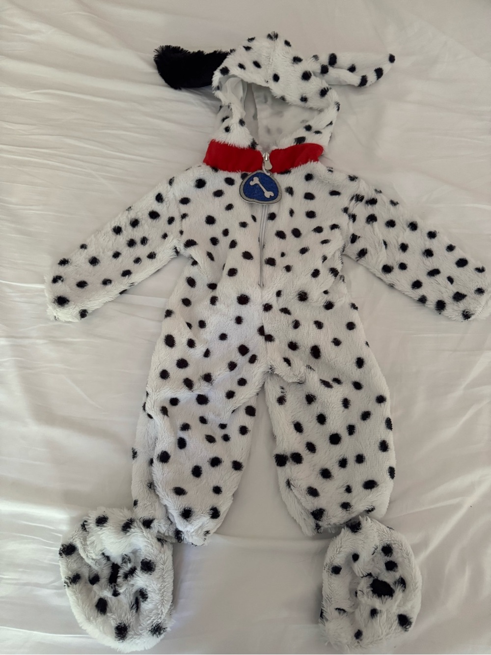 Infant- Plush Dalmatian One-Piece Costume - White with Black Spots